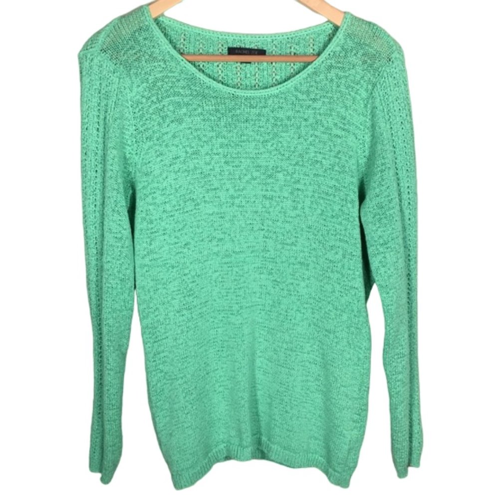 Rachel Zoe Open Knit Sweater Green Karla Loungewear Slouchy Spring Break Summer